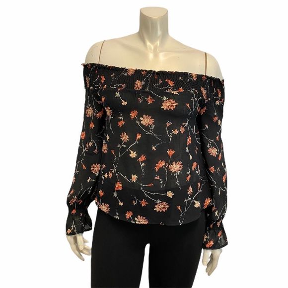 Wild Blue SADIE ROBERTSON Women's Small Off Shoulder Floral Casual Top Blouse - Picture 2 of 7